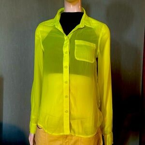 American Eagle Outfitters neon yellow see through top